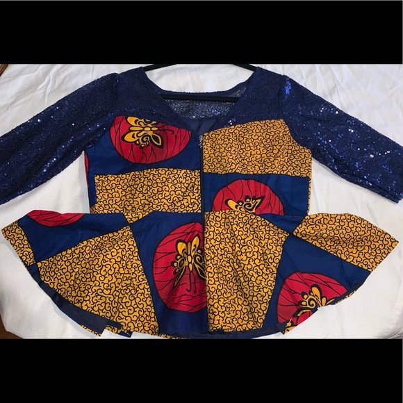 New Handmade Ankara Print Top with Sequence - Picture 1 of 3